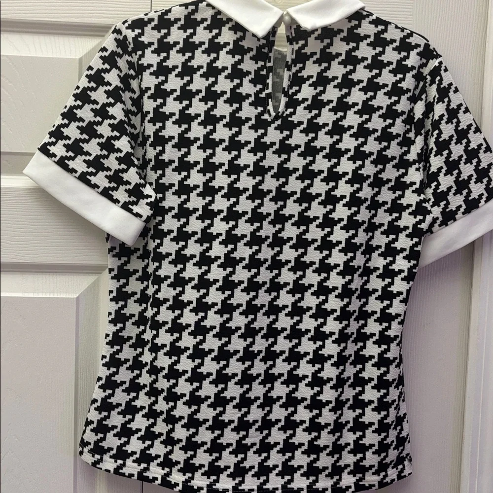 Black and White Houndstooth Collared Shirt - Picture 2 of 5